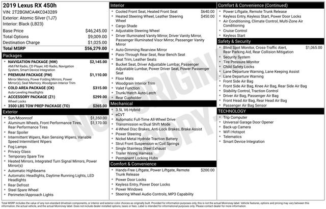 Used 2019 Lexus RX 450h AWD w/ Navigation Package image 63