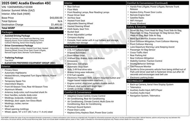 Used 2025 GMC Acadia Elevation image 27