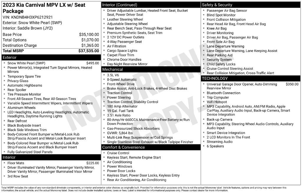 Certified 2023 Kia Carnival LX FWD image 11