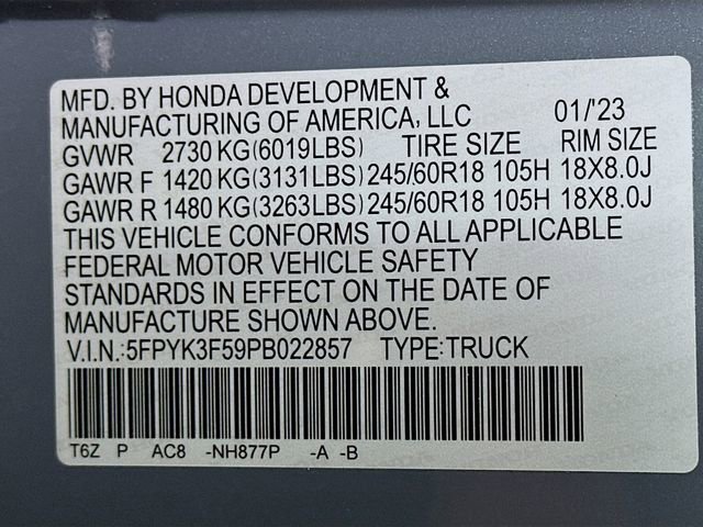 Certified 2023 Honda Ridgeline RTL image 33
