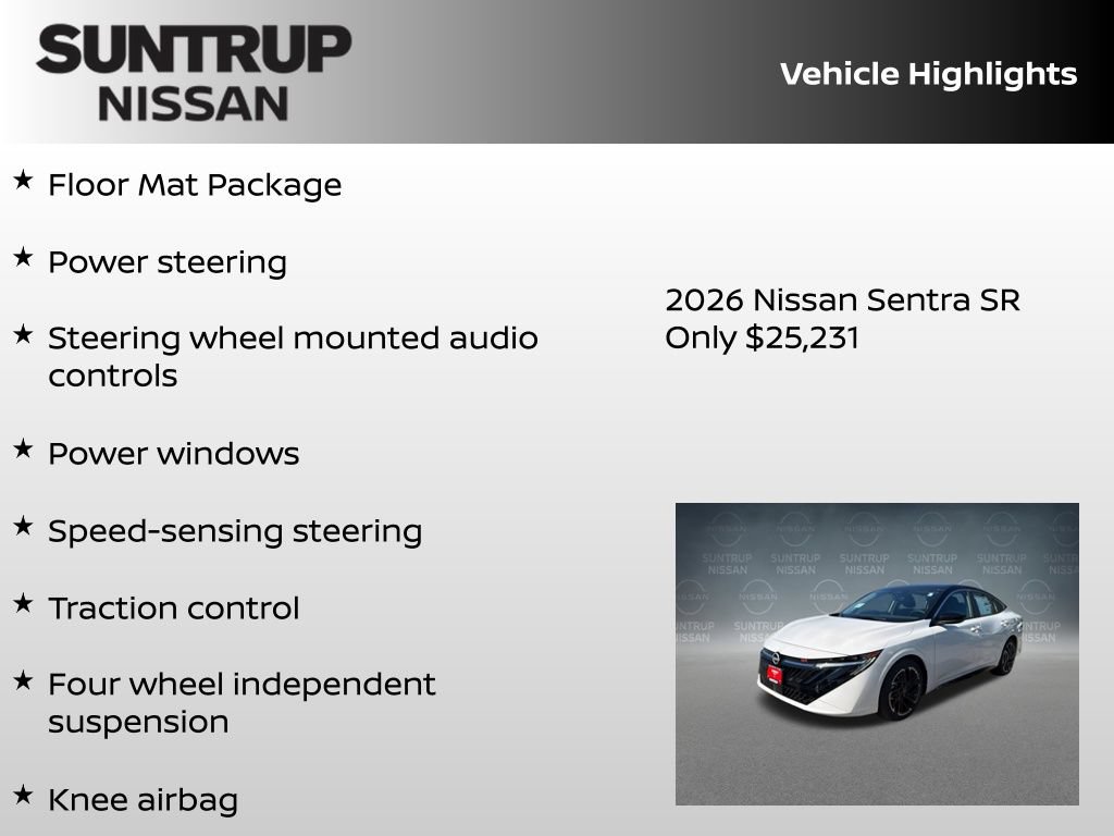 New 2026 Nissan Sentra SR w/ Floor Mat Package FWD image 8