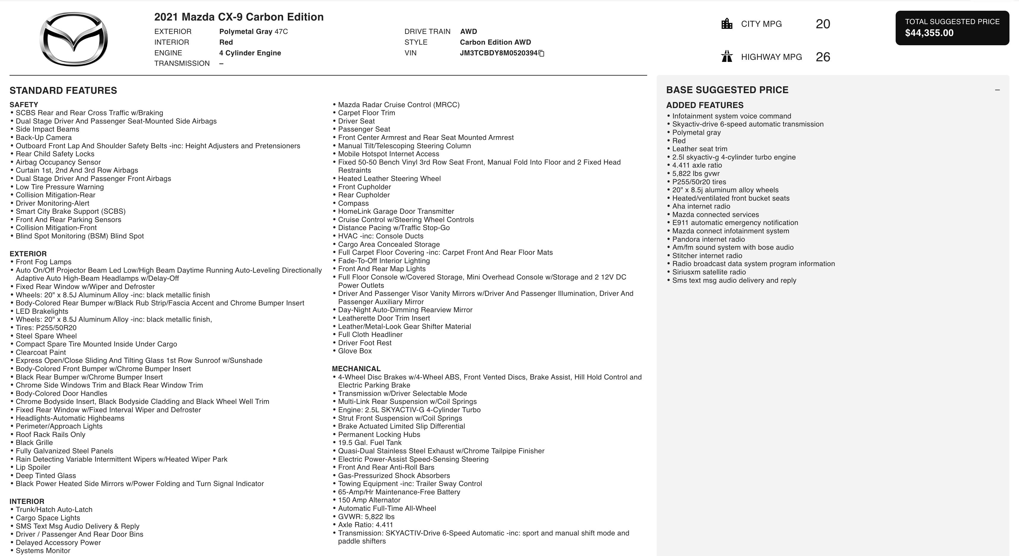 Used 2021 MAZDA CX-9 Carbon Edition image 6