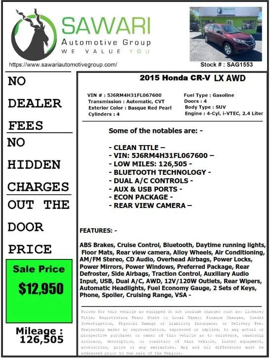 Used 2015 Honda CR-V LX image 27