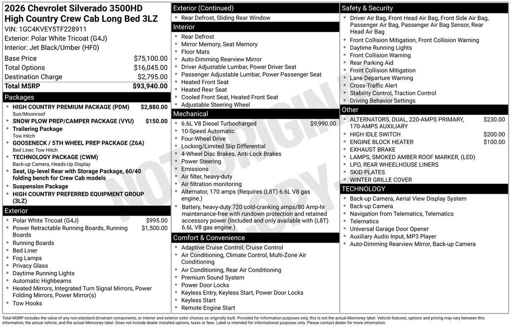 New 2026 Chevrolet Silverado 3500 High Country w/ High Country Premium Package AWD/4WD image 11