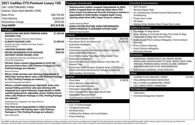 Used 2021 Cadillac CT5 Premium Luxury image 48