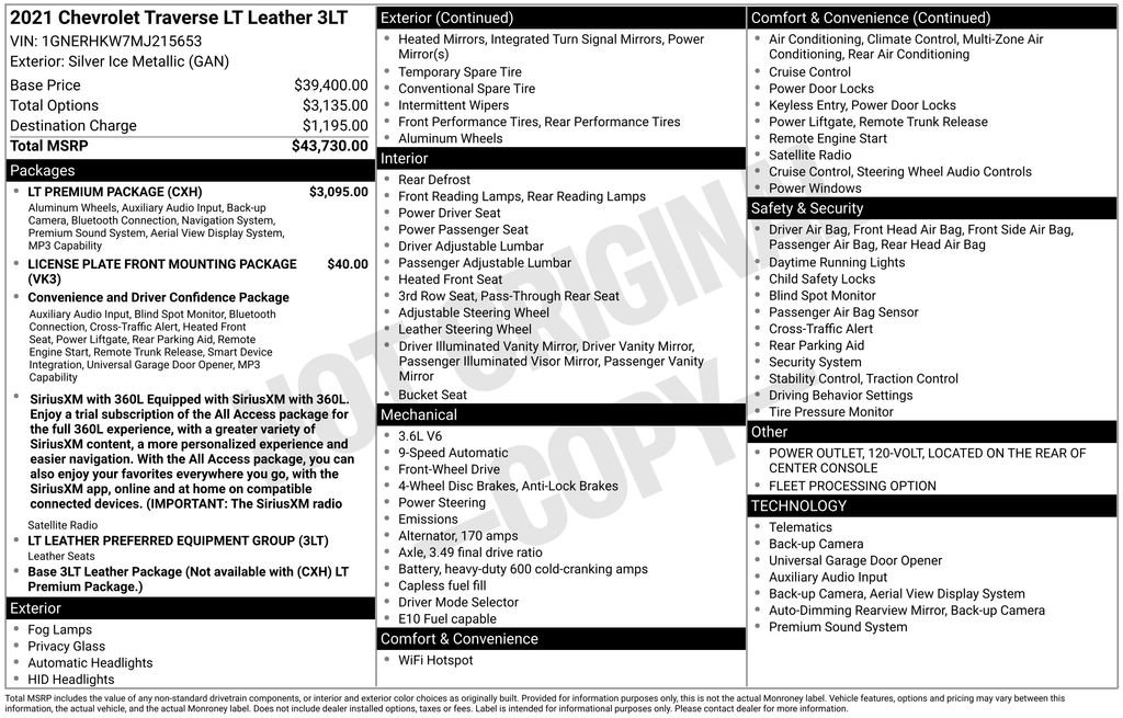 Used 2021 Chevrolet Traverse LT w/ LT Premium Package FWD image 39
