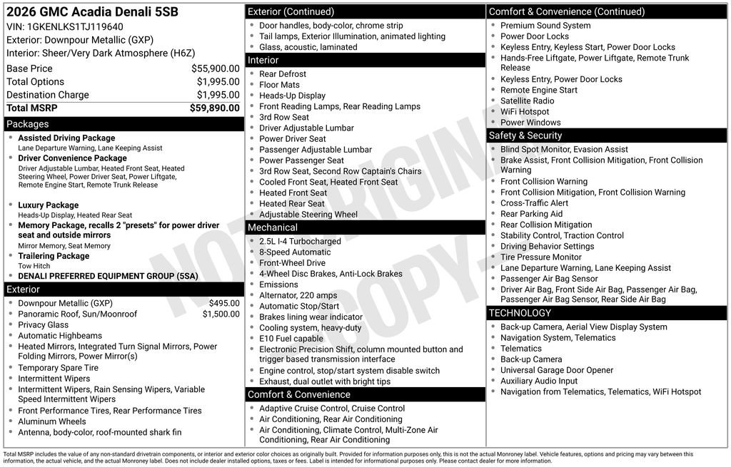 New 2026 GMC Acadia Denali FWD image 5