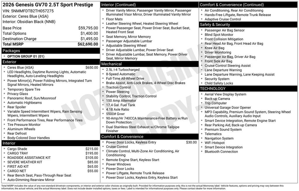 New 2026 Genesis GV70 2.5T Sport Prestige AWD/4WD image 3