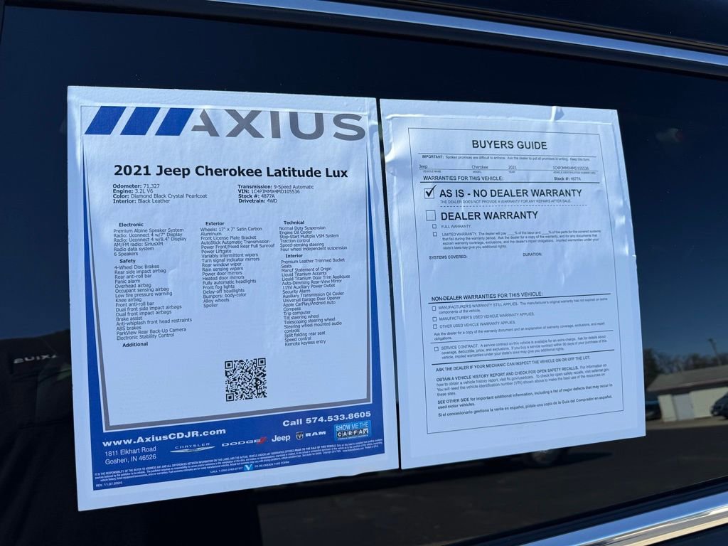 Used 2021 Jeep Cherokee Latitude Lux w/ Sun & Sound Group image 13