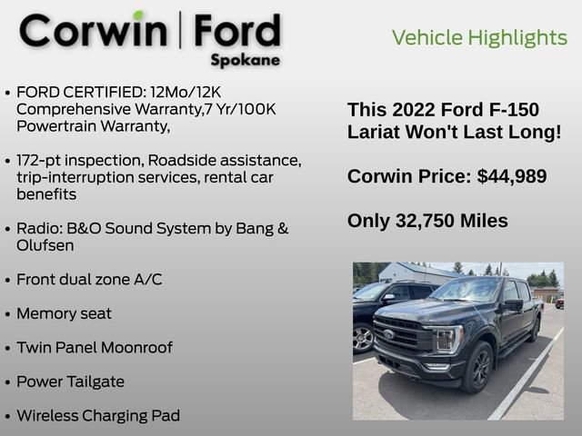 Used 2022 Ford F150 Lariat w/ Equipment Group 502A High AWD/4WD image 13