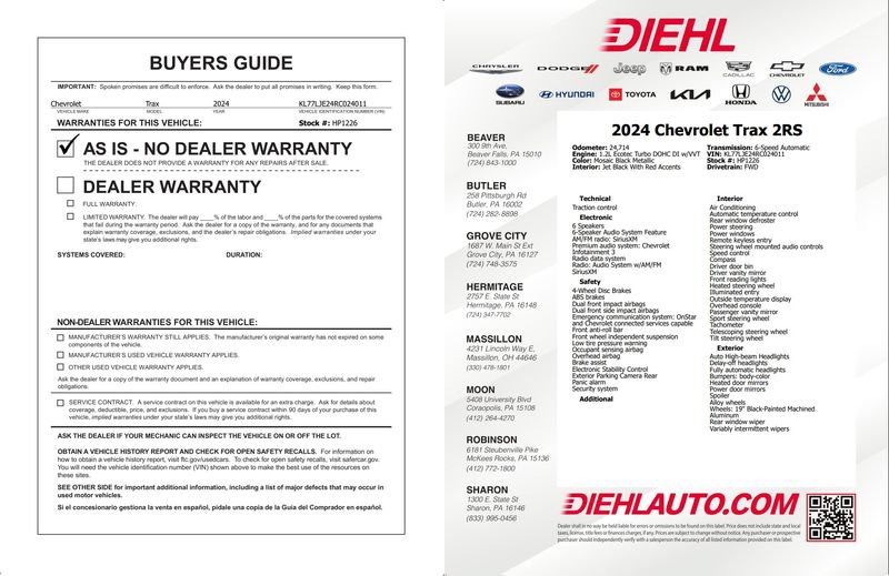 Certified 2024 Chevrolet Trax RS FWD image 36