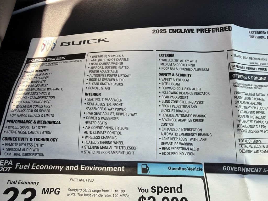 Used 2025 Buick Enclave Preferred w/ LPO, Floor Liner Package FWD image 45