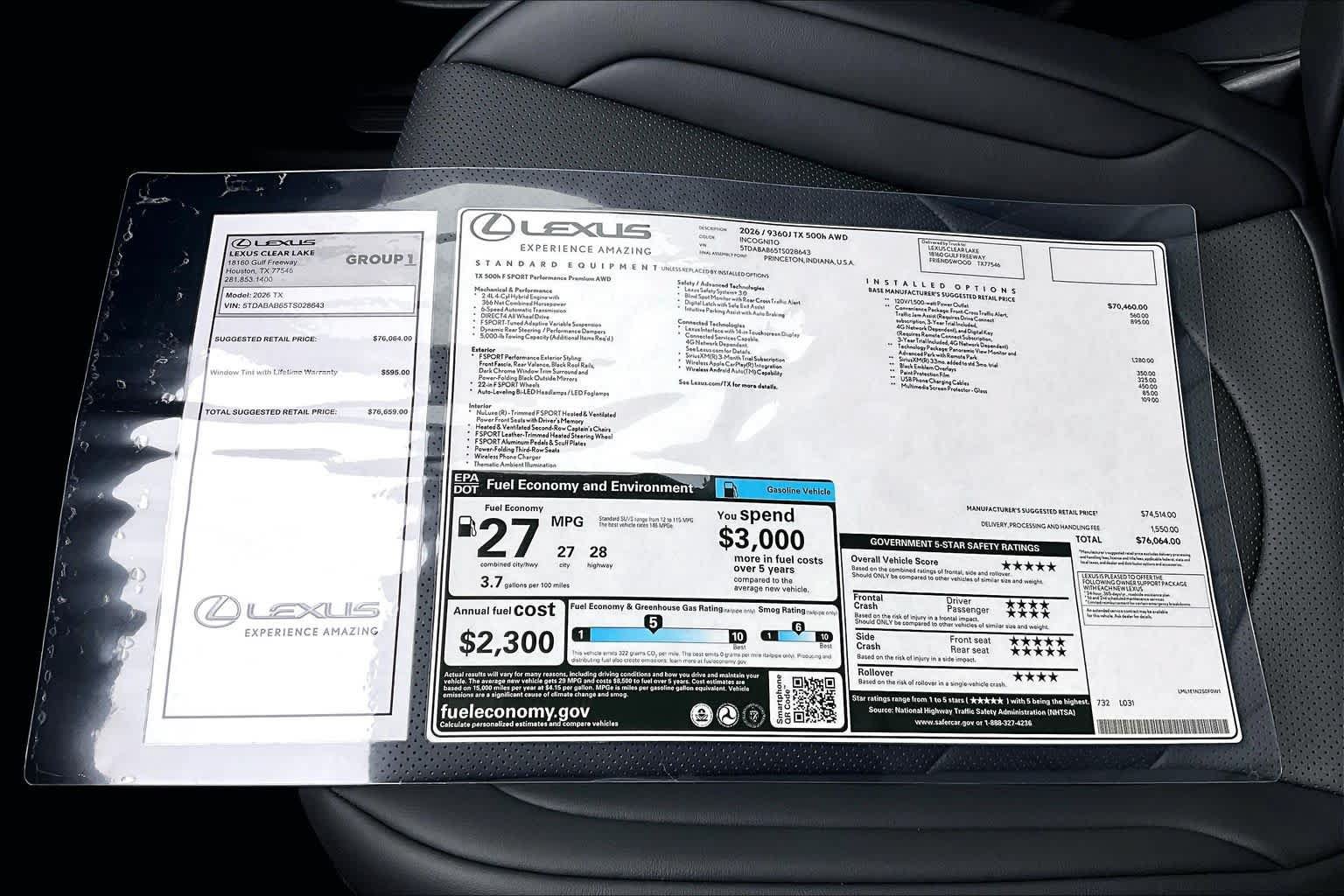 New 2026 Lexus TX 500h AWD w/ Technology Package image 21