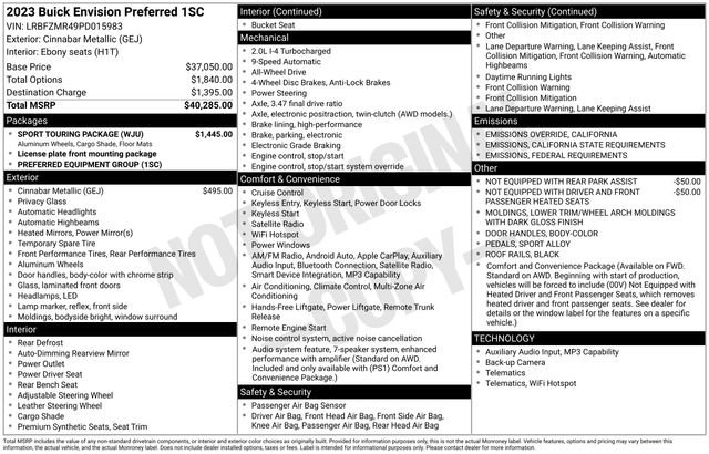 Certified 2023 Buick Envision Preferred w/ Sport Touring Package image 6