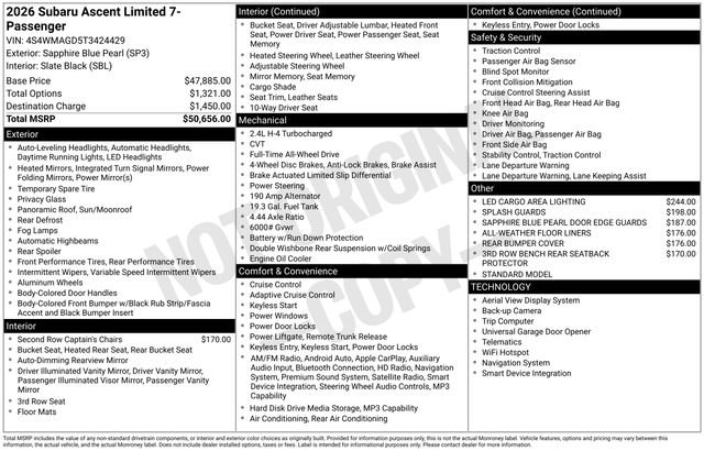 New 2026 Subaru Ascent Limited AWD/4WD image 5
