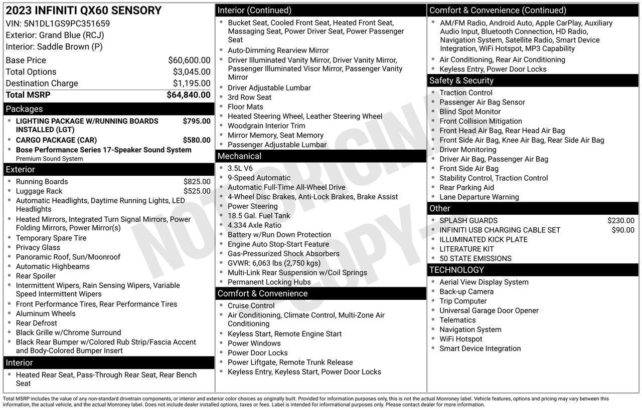 Used 2023 INFINITI QX60 Sensory image 34