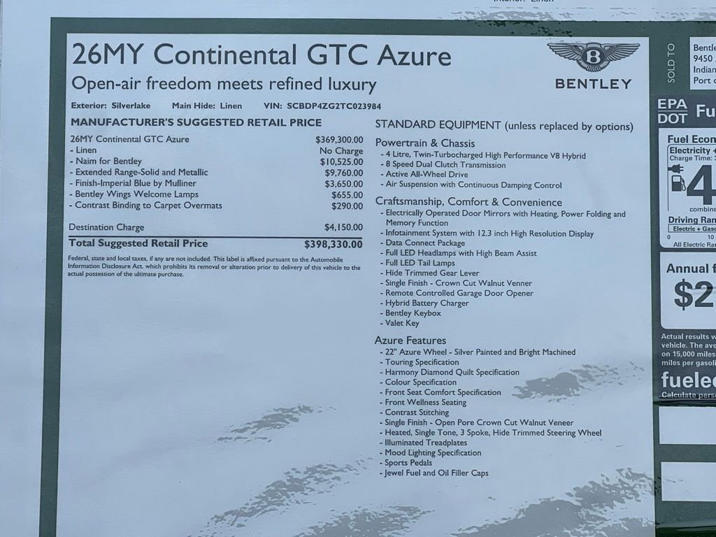 New 2026 Bentley Continental GTC AWD/4WD image 34