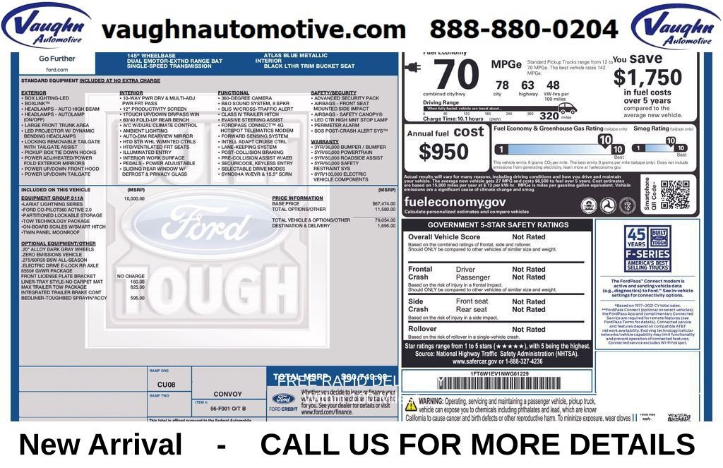 Used 2022 Ford F150 Lightning Lariat w/ Equipment Group 511A High
