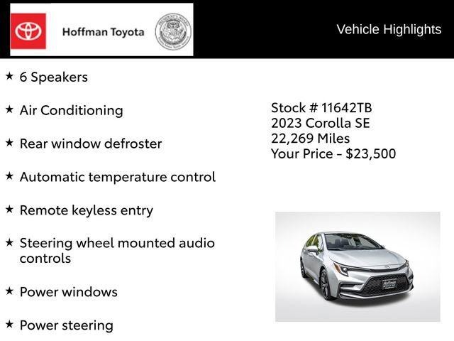 Certified 2023 Toyota Corolla SE w/ Carpet Mat Package (TMS) FWD image 15