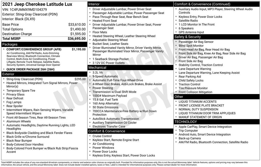 Used 2021 Jeep Cherokee Latitude Lux w/ Comfort/Convenience Group image 2