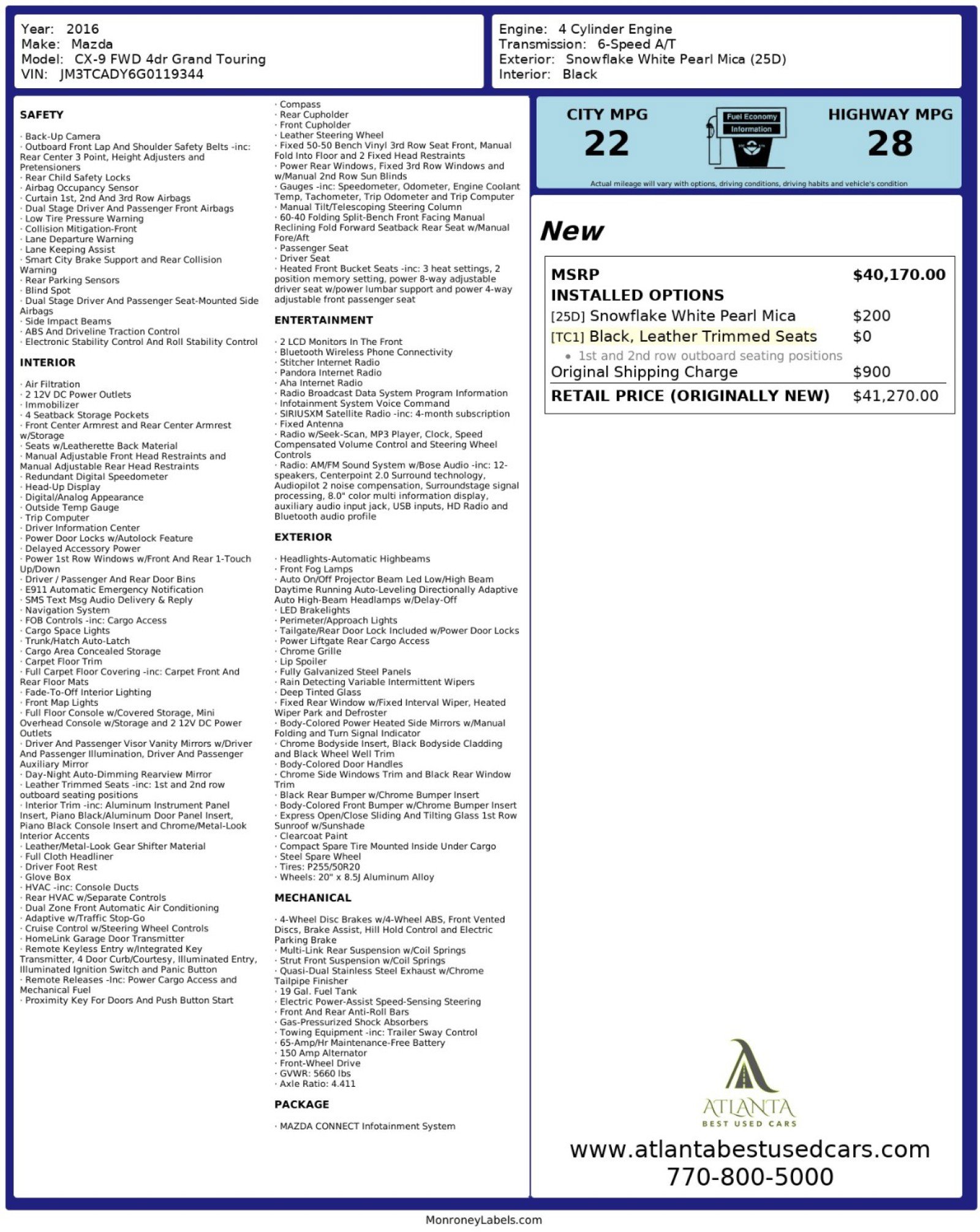 Used 2016 MAZDA CX-9 Grand Touring image 55