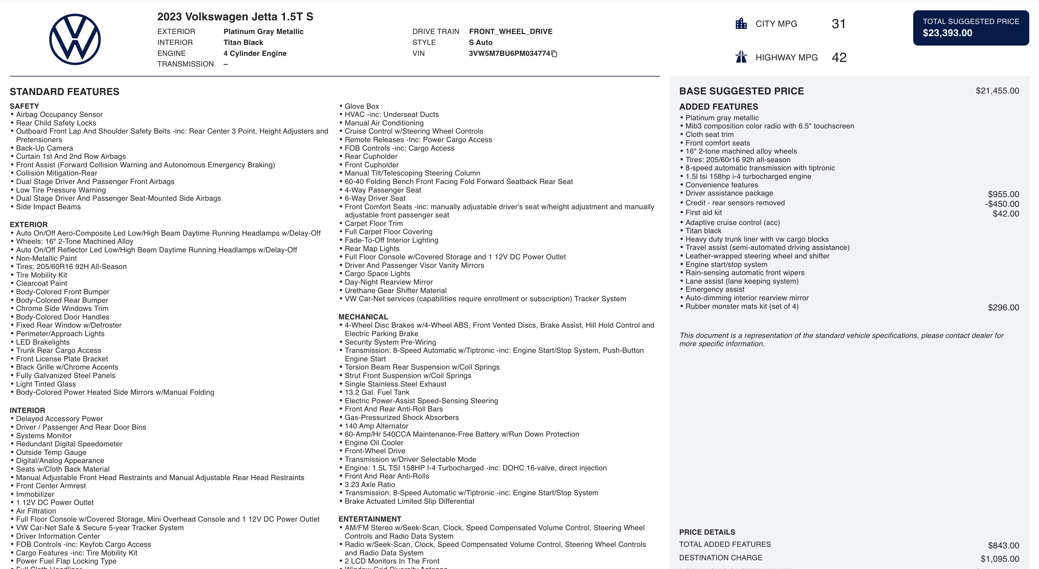 Used 2023 Volkswagen Jetta S image 5