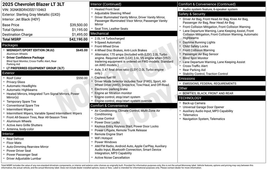 New 2025 Chevrolet Blazer LT w/ Midnight/Sport Edition image 6