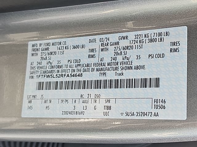 Certified 2024 Ford F150 Lariat w/ FX4 Off-Road Package AWD/4WD image 38