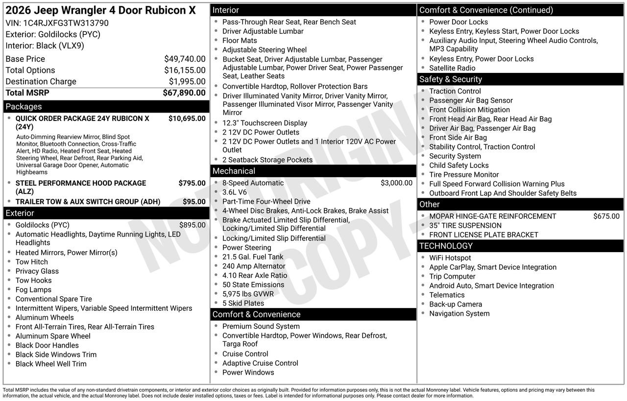 New 2026 Jeep Wrangler Unlimited Rubicon AWD/4WD image 32