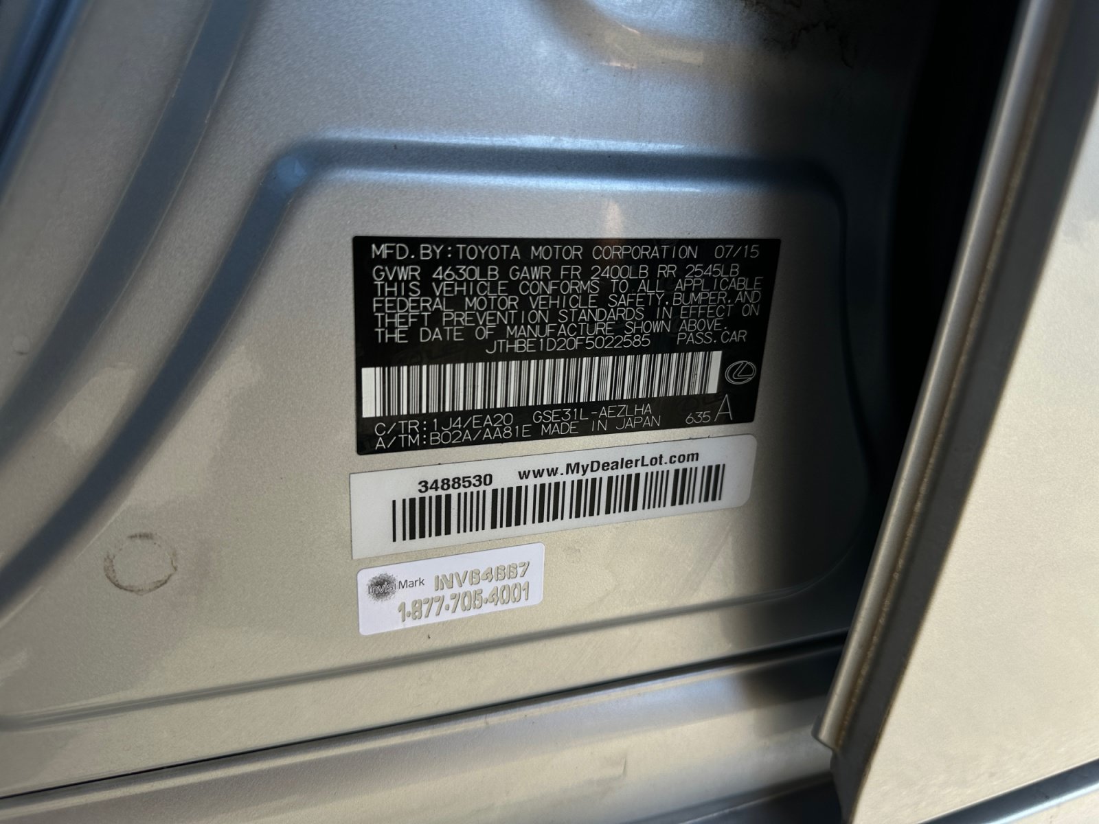 Used 2015 Lexus IS 350 w/ Navigation System Package RWD image 28