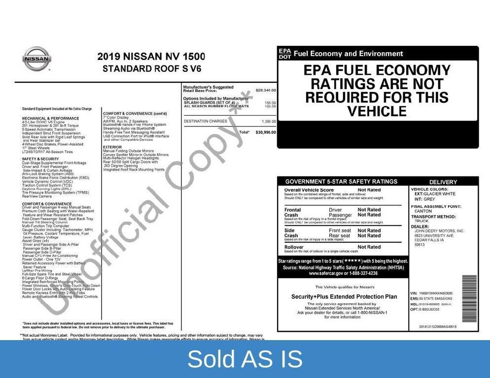 Used 2019 Nissan NV 1500 S RWD image 27