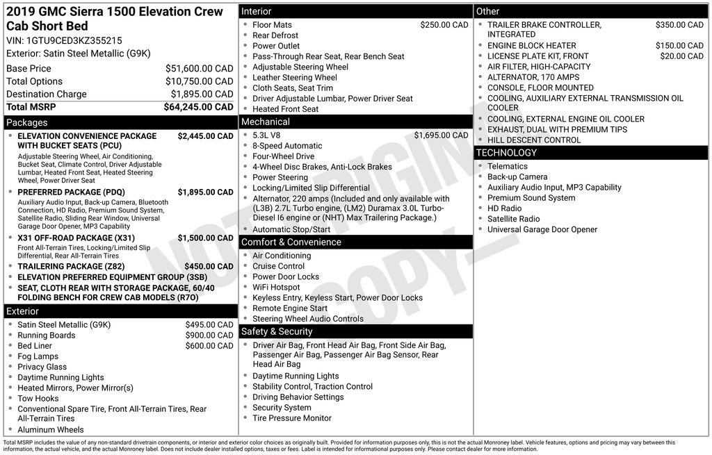 Used 2019 GMC Sierra 1500 Elevation image 3