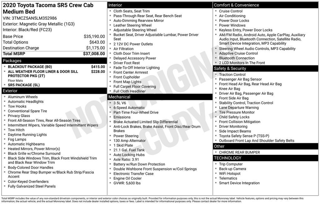 Used 2020 Toyota Tacoma SR5 w/ Blackout Package AWD/4WD image 2