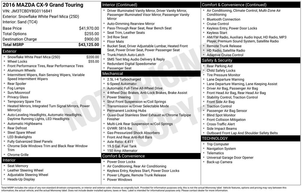 Used 2016 MAZDA CX-9 Grand Touring image 7