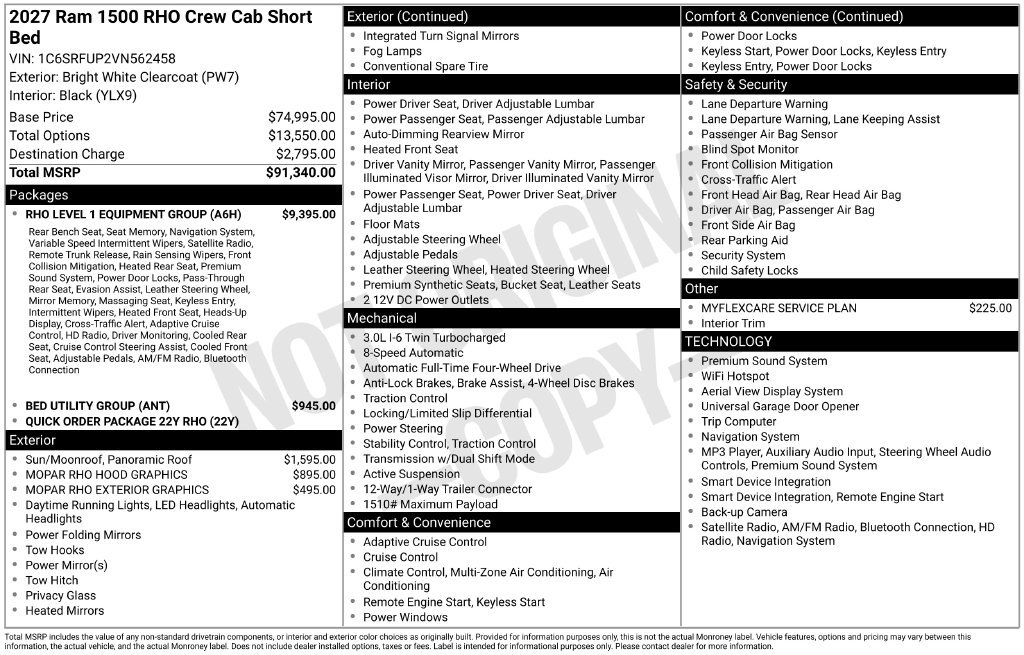 New 2027 RAM 1500 RHO w/ RHO Level 1 Equipment Group AWD/4WD image 5