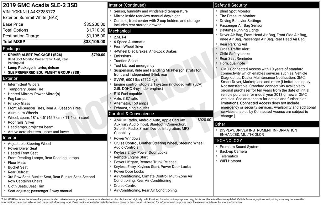 Used 2019 GMC Acadia SLE w/ Driver Alert Package I image 37