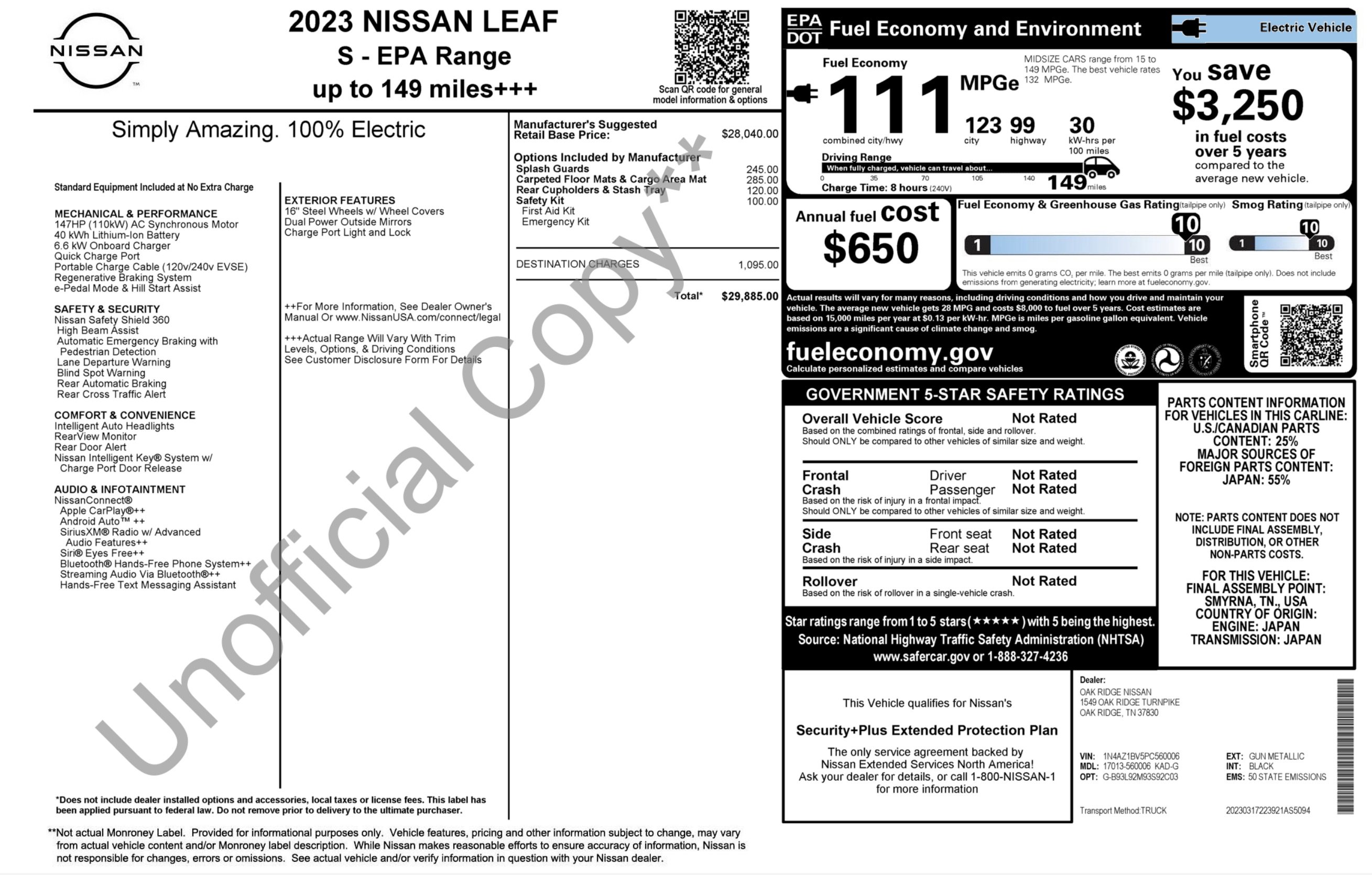 Used 2023 Nissan Leaf S image 2
