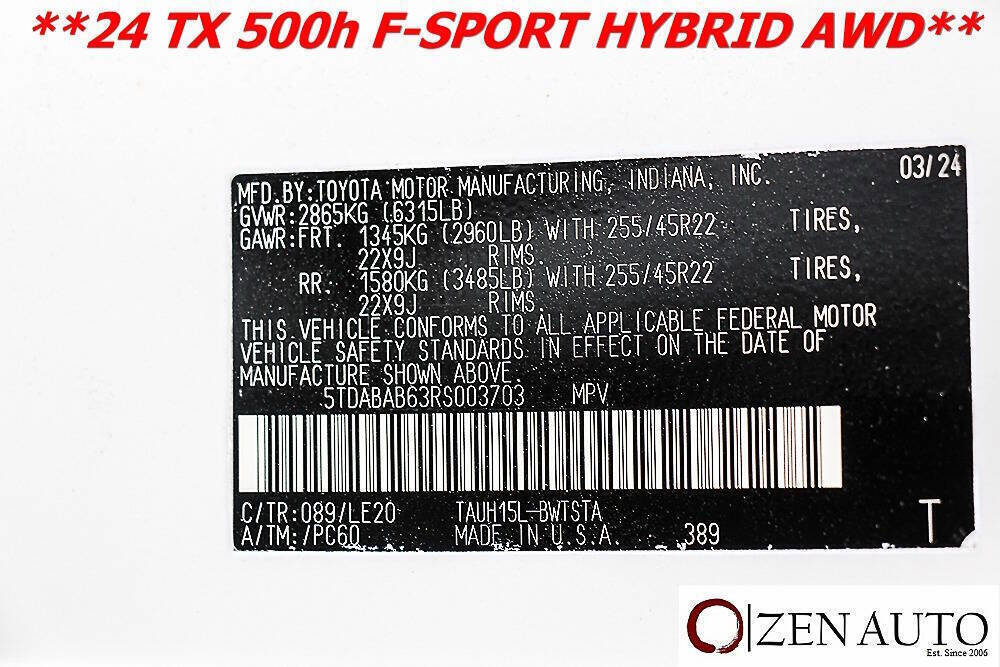 Used 2024 Lexus TX 500h AWD w/ Technology Package image 51