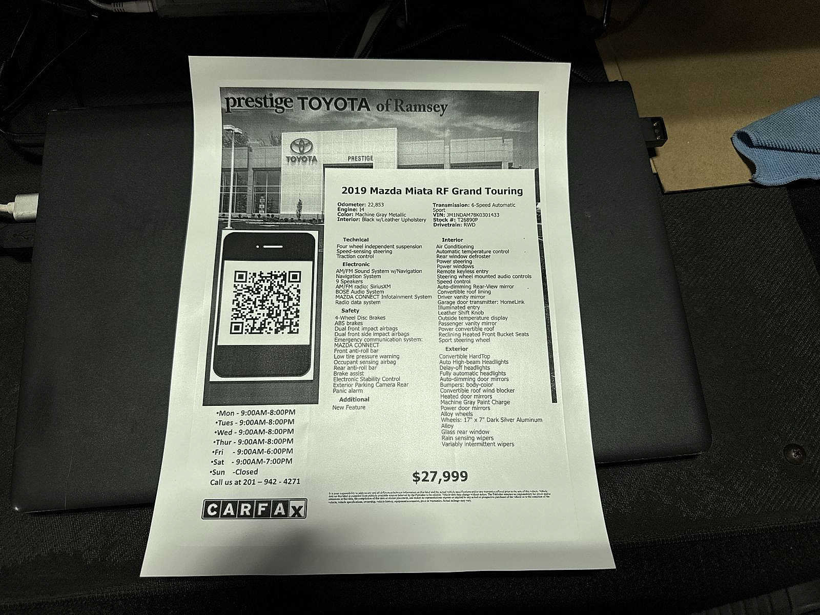 Used 2019 MAZDA MX-5 Miata RF Grand Touring RWD image 13