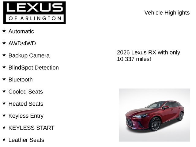 Certified 2026 Lexus RX 350 w/ Convenience Package AWD/4WD image 8