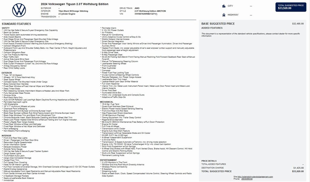 Used 2024 Volkswagen Tiguan Wolfsburg Edition image 34