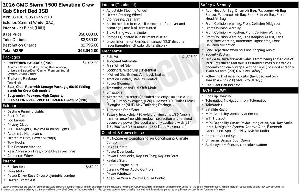 New 2026 GMC Sierra 1500 Elevation w/ Preferred Package AWD/4WD image 5