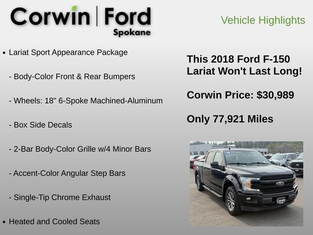 Used 2018 Ford F150 Lariat w/ Equipment Group 501A Mid AWD/4WD image 6
