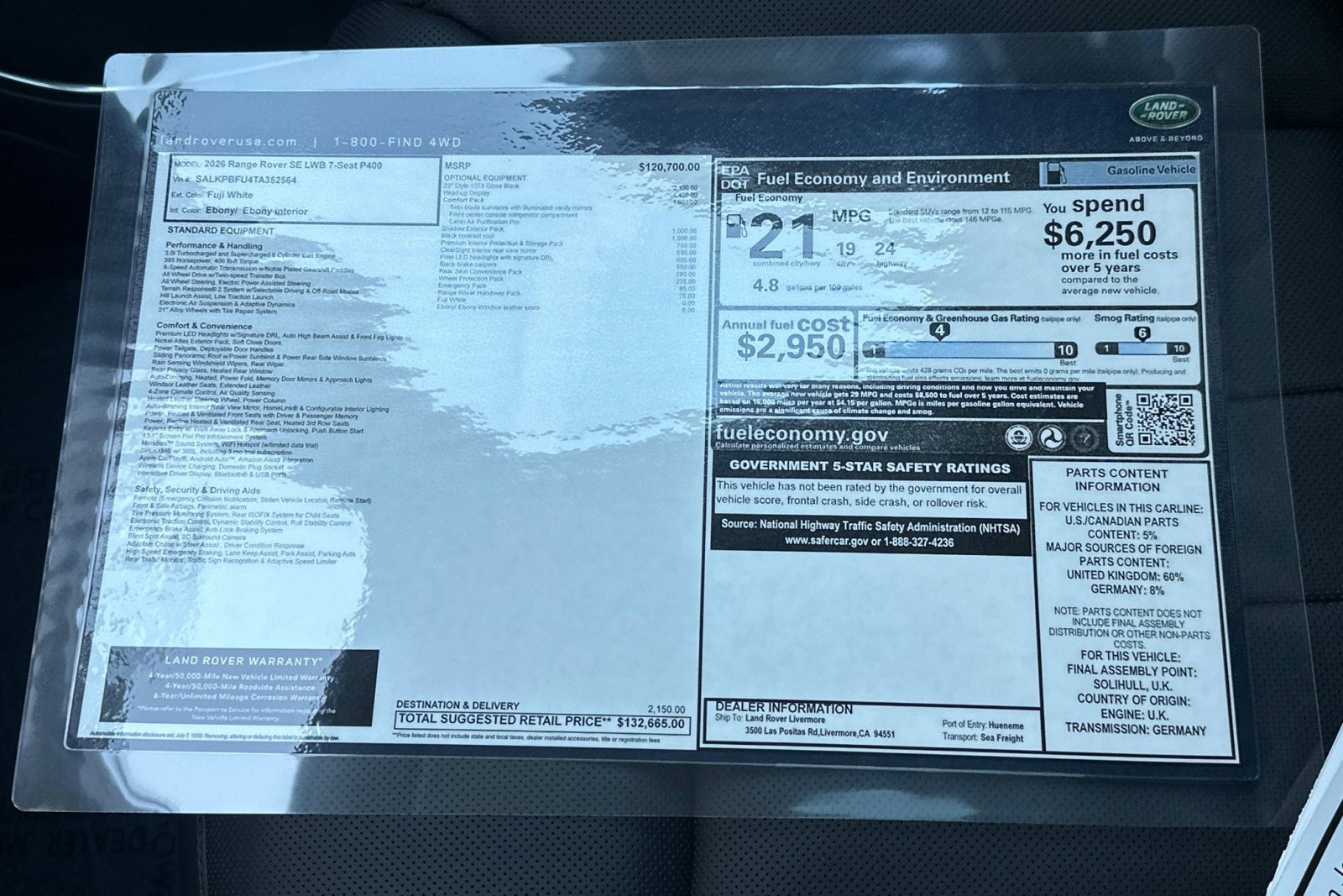 New 2026 Land Rover Range Rover Long Wheelbase SE image 27
