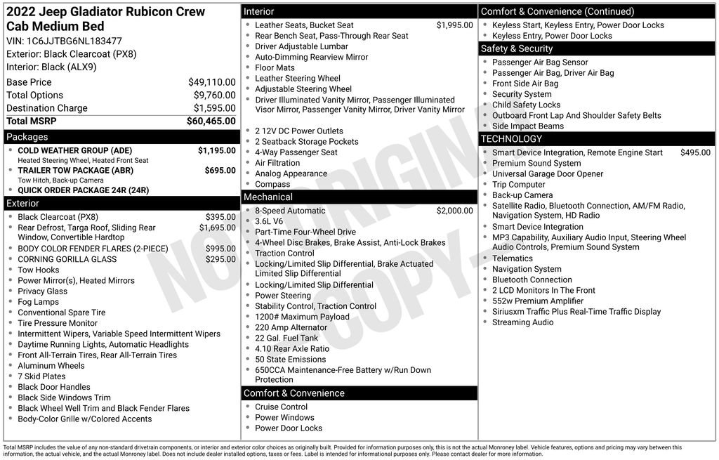 Certified 2022 Jeep Gladiator Rubicon w/ Cold Weather Group AWD/4WD image 41