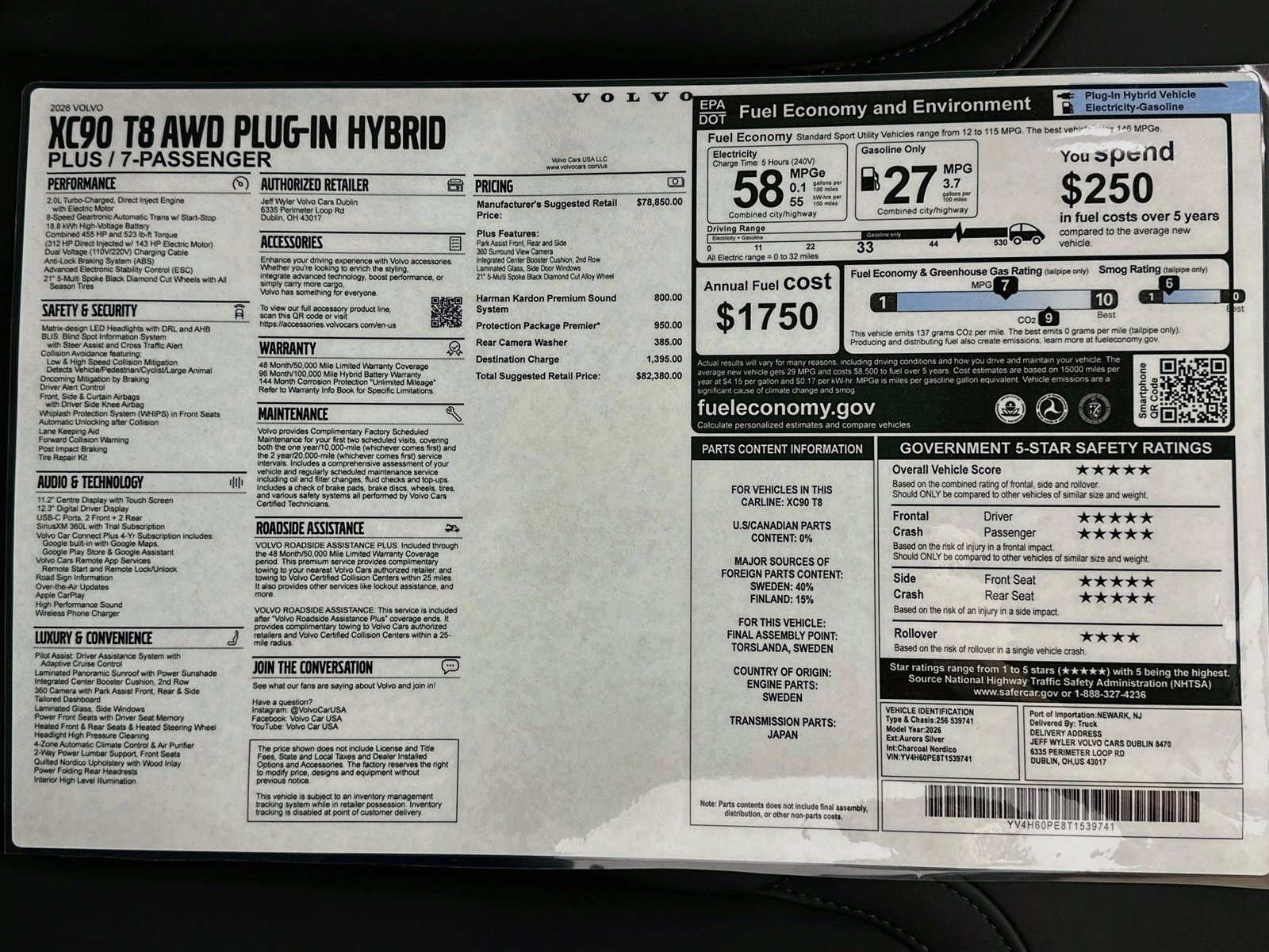 New 2026 Volvo XC90 T8 Plus w/ Protection Package Premier AWD/4WD image 47