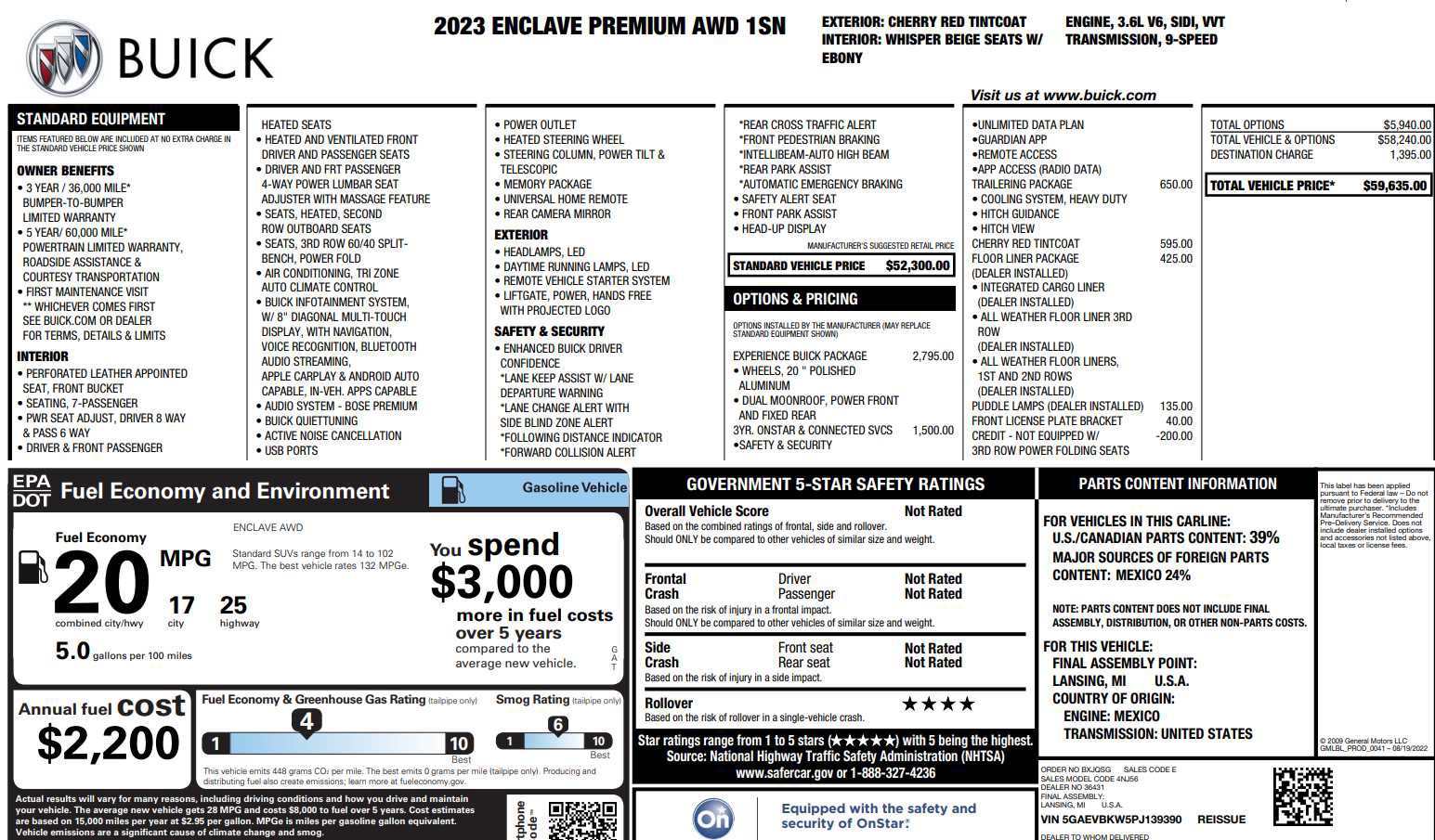 Certified 2023 Buick Enclave Premium w/ Experience Buick Package AWD/4WD image 5
