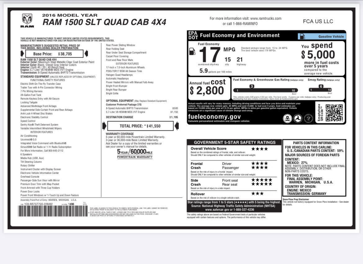 Used 2016 RAM 1500 Classic SLT image 8
