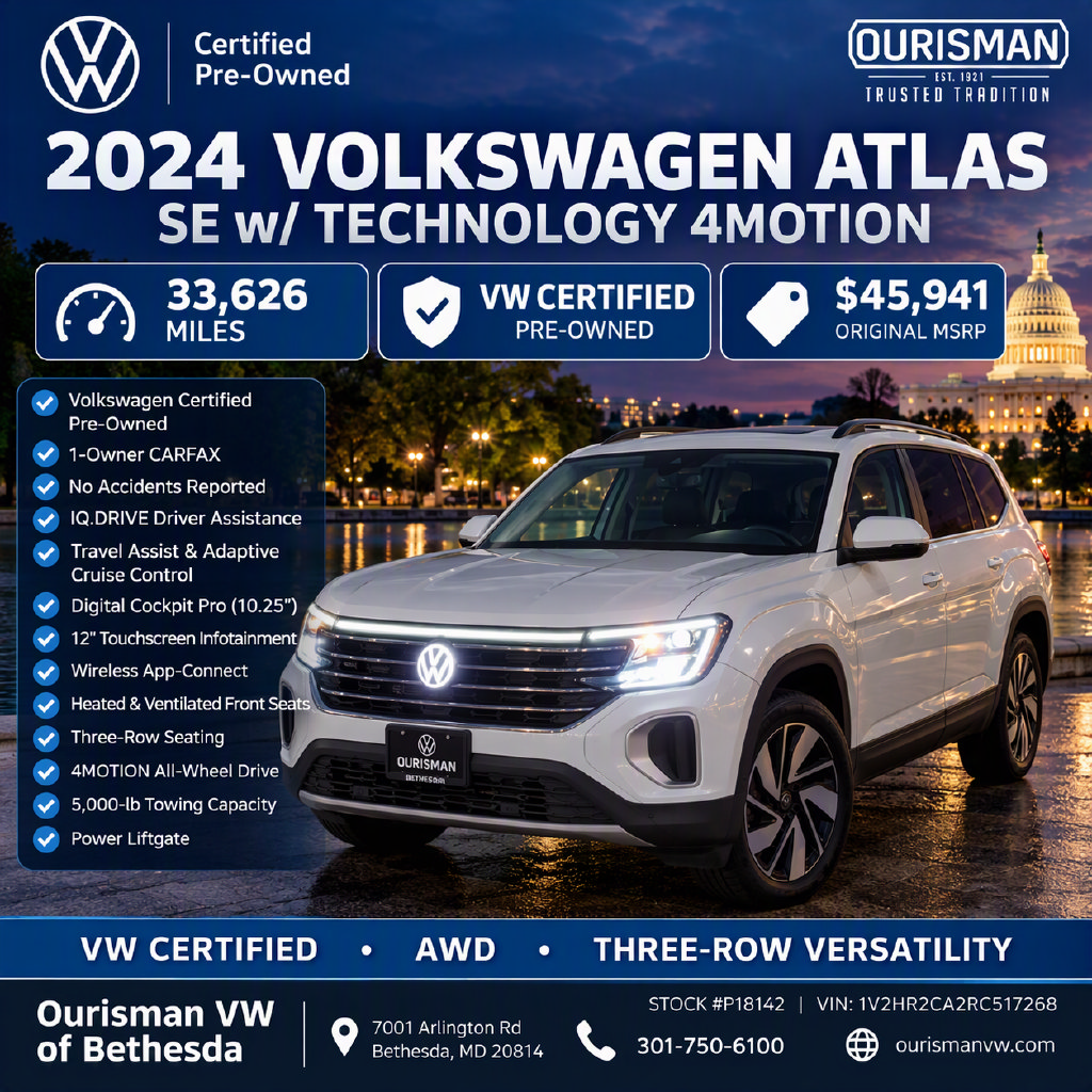 Certified 2024 Volkswagen Atlas SE AWD/4WD image 2