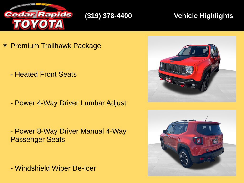 Used 2016 Jeep Renegade Trailhawk w/ Premium Trailhawk Package AWD/4WD image 26